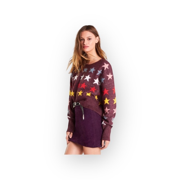 new Wildfox Couture ★ Rainbow Star Elektra Knit Sweater ★ Crushed Berry - Picture 10 of 16